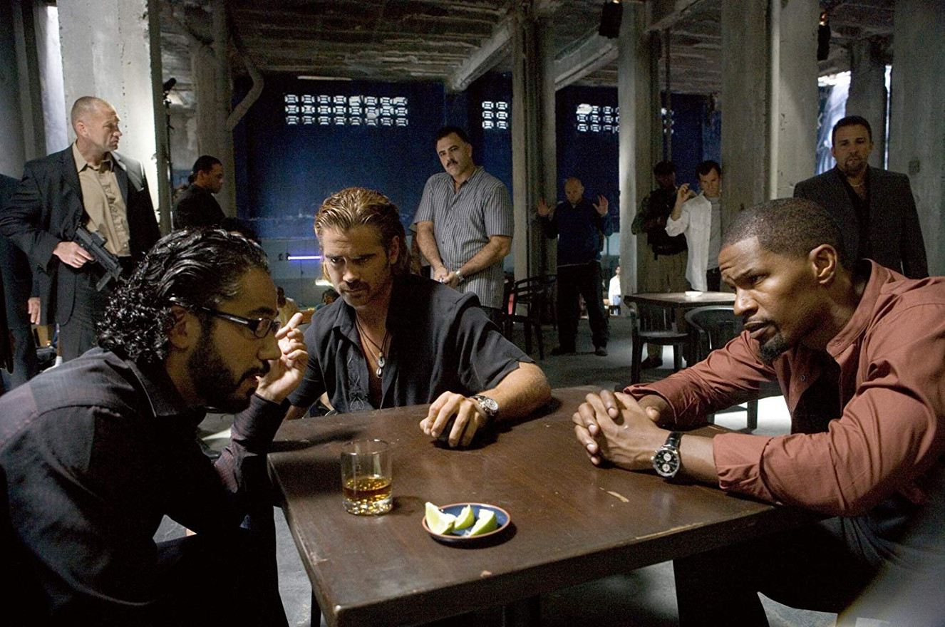 Jamie Foxx, Colin Farrell, and John Ortiz in Miami Vice